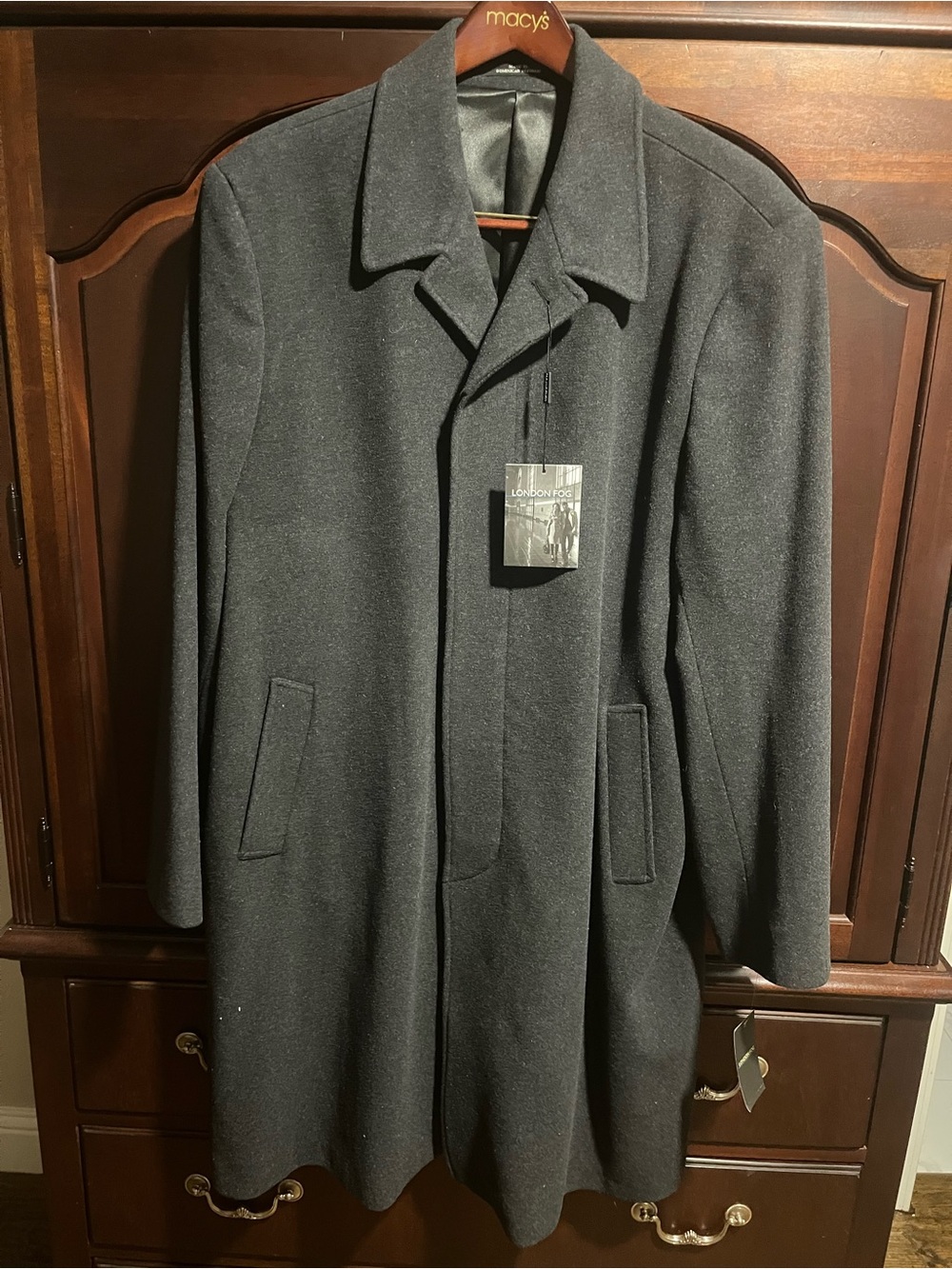 London Fog Men's Charcoal Black Trench Coat
